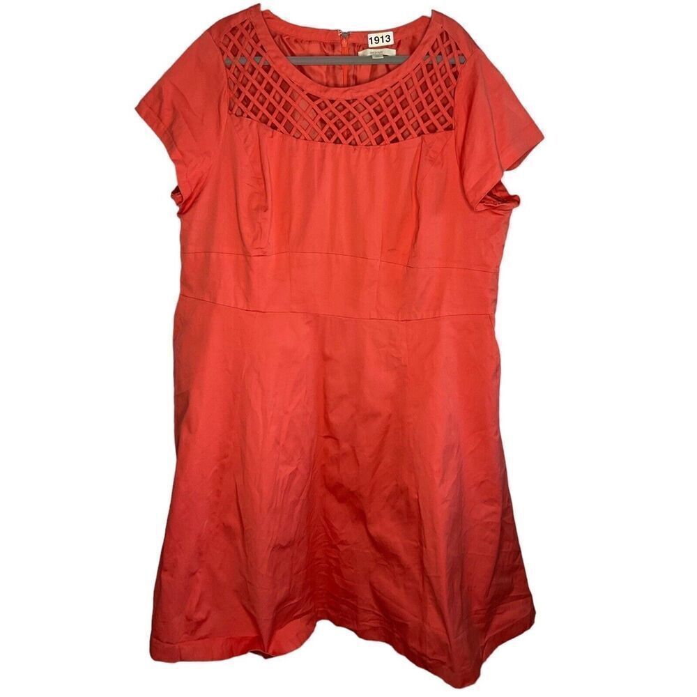 Sejour Womens Size‎ 22W shift Dress coral Midi Short sleeve Pockets